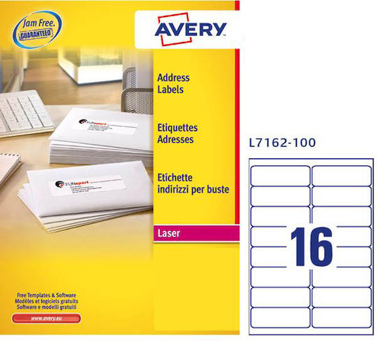Avery 1600 Self-Adhesive Rectangular A4 Labels 99.1x33.9mm