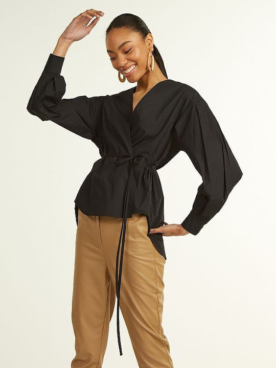 Lynne Tunic Long Sleeve with V Neckline Black