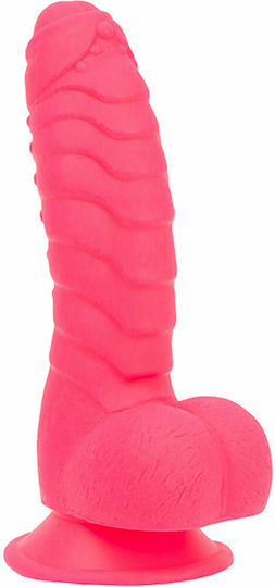 BMS Factory Addiction Tom Dildo realist cu Testicule și Ventuză roz cald 18cm