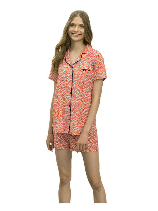 Vamp De vară De bumbac Șort Pijamale pentru Femei Coral Sun
