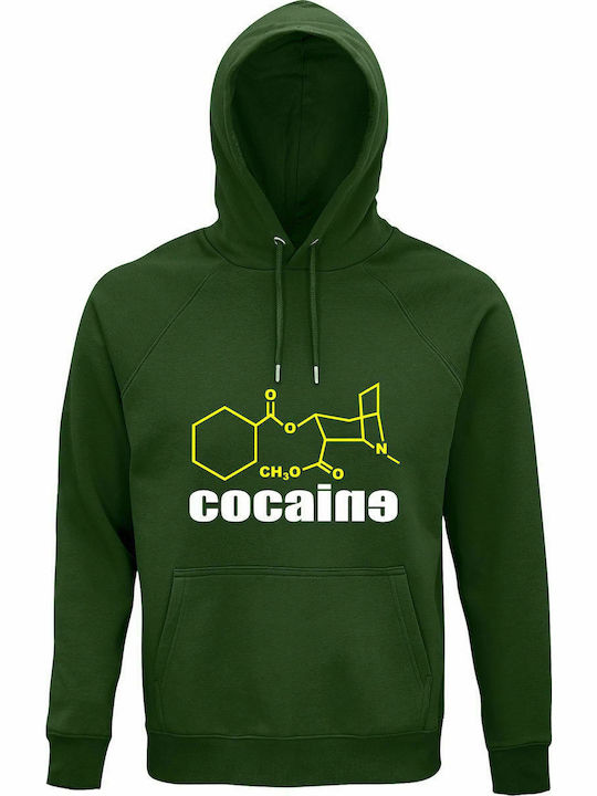 Hoodie Unisex, Bio " Kokain Molekül ", Dunkelgrün