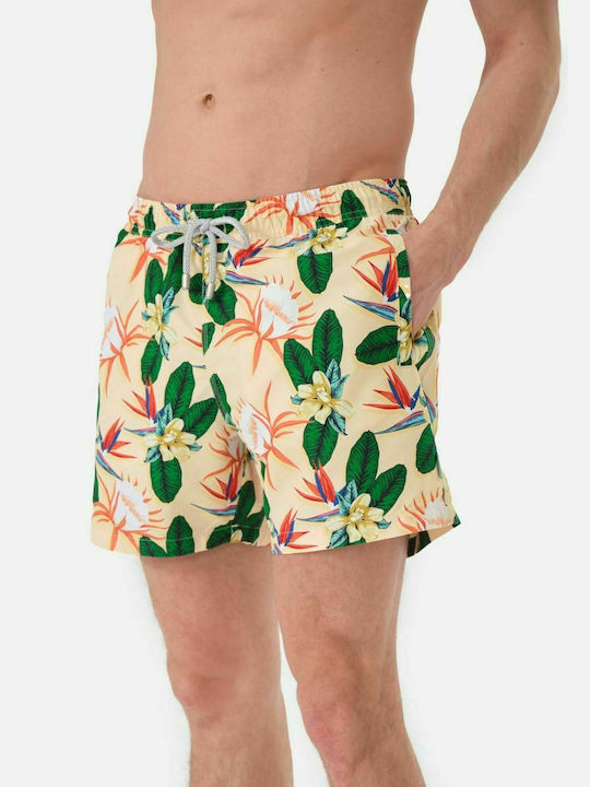 John Frank Men's Swimwear Shorts Beige Floral