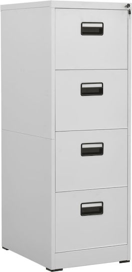 Schublade Büro mit Schloss Ανοιχτό Γκρι 46x62x133cm