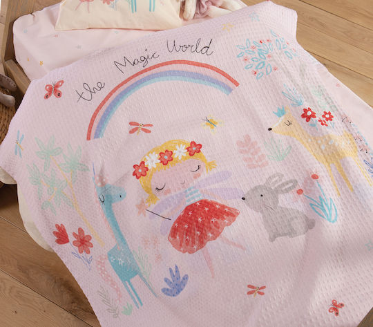Nef-Nef Homeware Одеяло Детско легло Magic World Pique Розов 110x150см.