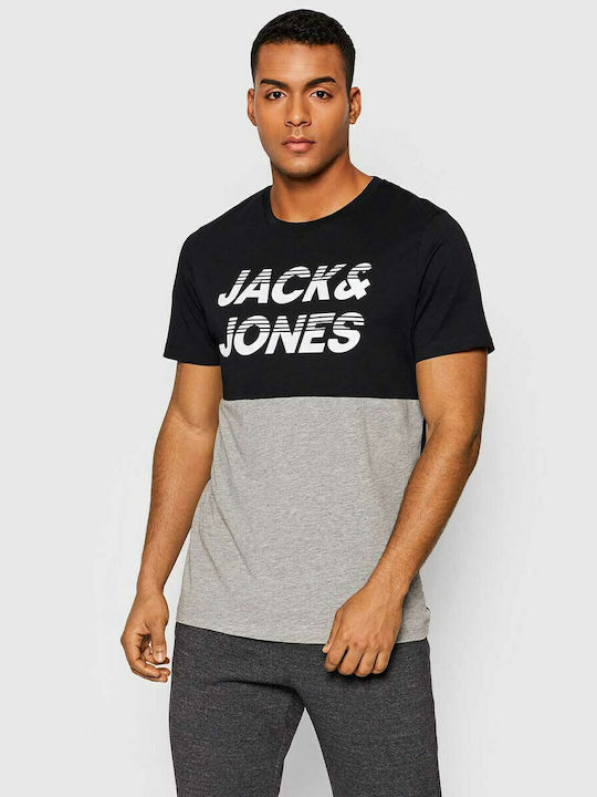 Jack & Jones Tricou pentru bărbați cu mâneci scurte Black / Grey