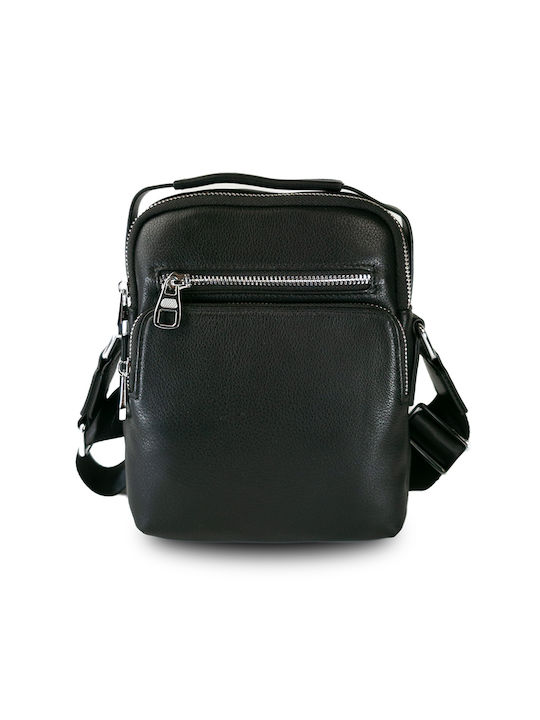 Leather Shoulder Bag HT 2001-1 Black