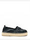 Women's Leather Espadrilles Black