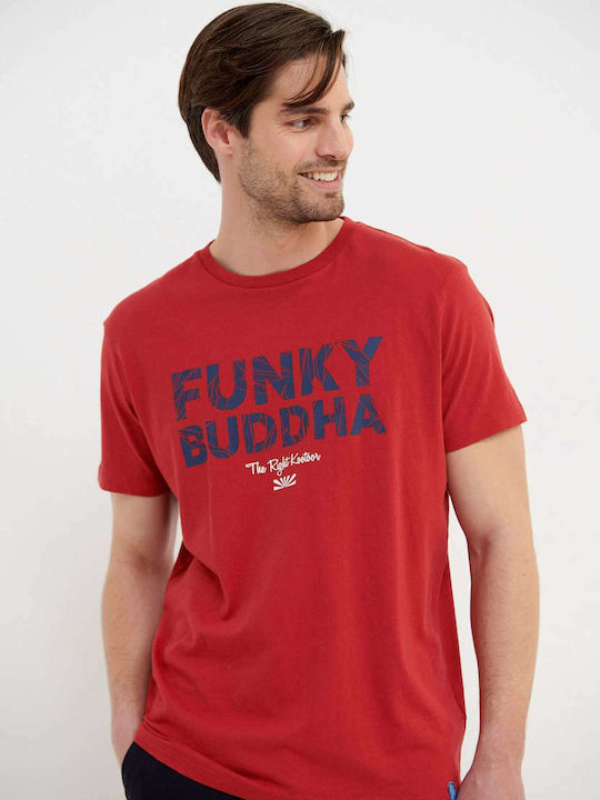 Funky Buddha Herren T-Shirt Kurzarm Rot