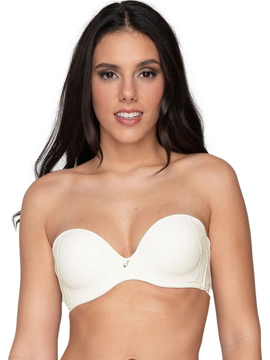 Melody Plunge Plunge Strapless Bra without Padding Underwire White