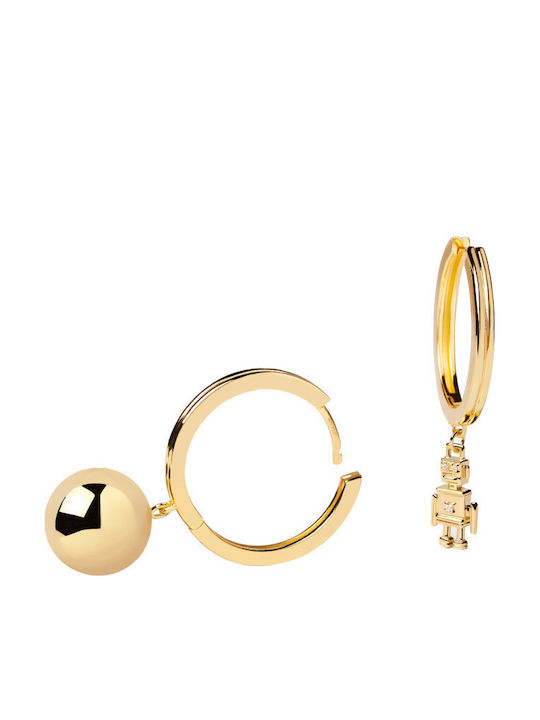 P D Paola Super Future Earrings made of Silver Gold Plated with Stones