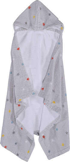 Nef-Nef Homeware Βρεφική Κάπα-Μπουρνούζι με Κουκούλα Little Star Γκρι 70x120εκ.