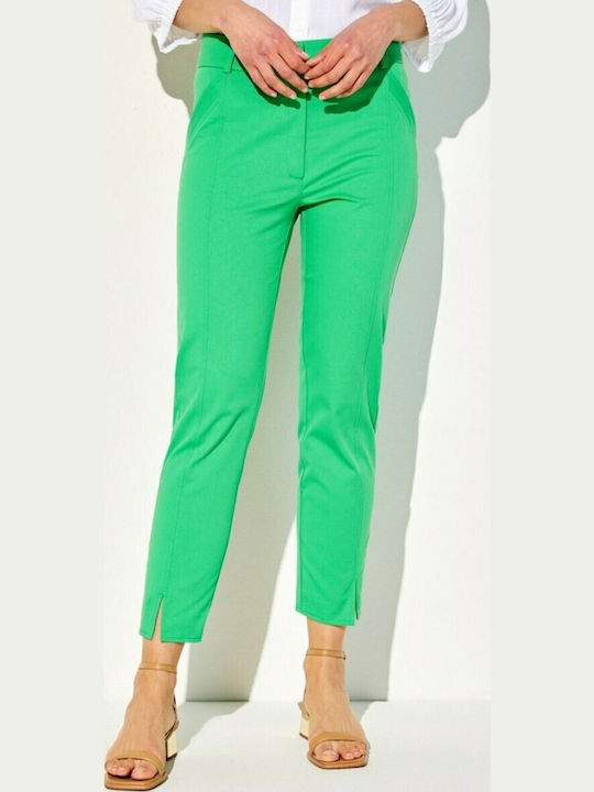 Forel Women's Fabric Trousers Slim Fit Green