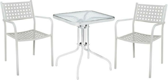 Baleno Dining Room Set for Small Outdoor Spaces White 3 Pieces E5172,1S