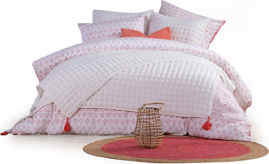 Nef-Nef Homeware Mysterious Coverlet Queen Size Microfiber Coral 230x240cm
