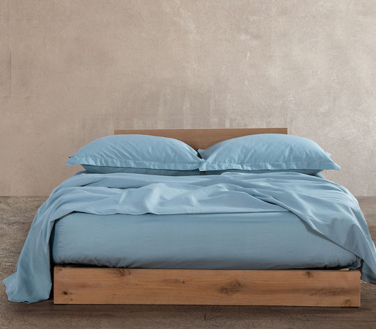 Nef-Nef Homeware Sheet Super-Double with Elastic 160x200+35cm. Elements 1027 Dusty Aqua
