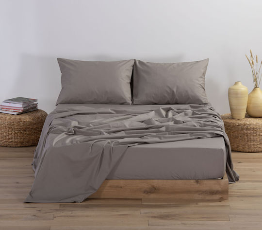 Nef-Nef Homeware Basic Μονό 100x200+30εκ. με Λάστιχο 1185 Mocca