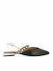 Δερμάτινες Γυναικείες Μπαλαρίνες Slingback σε Μαύρο Χρώμα