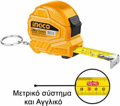 Ingco Tape Measure with Auto-Rewind 13mm x 2m