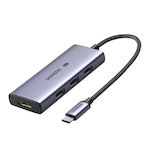 Ugreen CM500 USB-C Докинг станция с HDMI 4K Сив