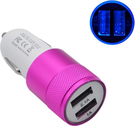 Chengxin Φορτιστής Αυτοκινήτου 2.1A με Θύρες: 2xUSB Ροζ