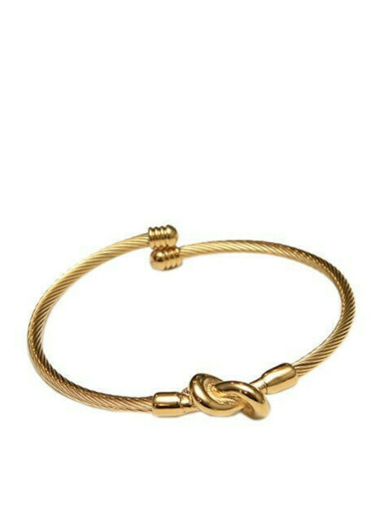 Steel wire bracelet 3mm gold with knot -