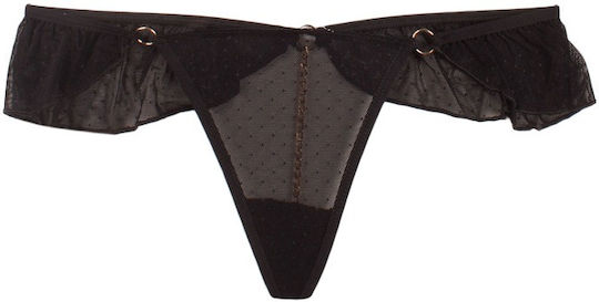 CottonHill CH0160 Femei Sexy Șir de caractere Tanga cu lanț auriu Negru