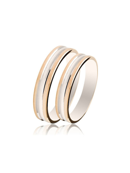 Rose Gold/Weiß Gold Ring SL25G Slim MASCHIO FEMMINA 9 Karat Ring Größe:41 (Stückpreis)