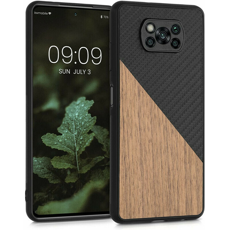 KWmobile Φυσικό Back Cover Ξύλινη / Πλαστικό Carbon Black / Brown (Poco