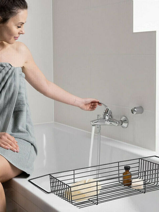 Navaris Metallic Bathtub Shelf 70x20x10cm Black