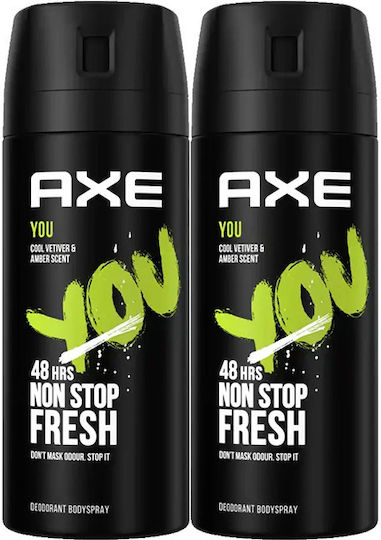 Axe You Cool Vetiver Amber Scent Non Stop Fresh Αποσμητικό 48h σε Spray 2x150ml