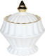 Keskor Glass Sweet Jar with Lid White Matt / Gold 10x10x11cm