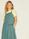 Women's Summer Blouse Cotton with Straps Light Green