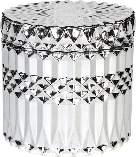 Keskor Glass Sweet Jar with Lid Silver 10.5x10.5x10.5cm