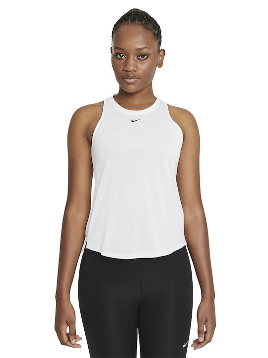Nike Dri-Fit One Αμάνικη Γυναικεία Αθλητική Μπλούζα Λευκή