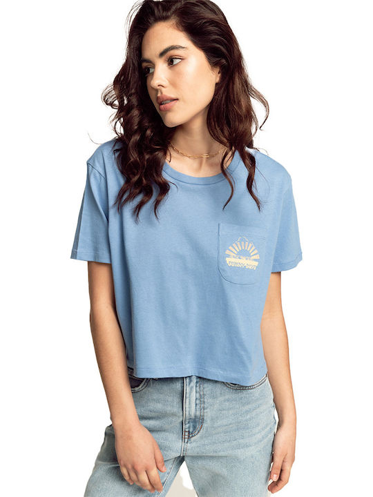 Billabong Sunny Days Women's Summer Crop Top Cotton Short Sleeve Blue