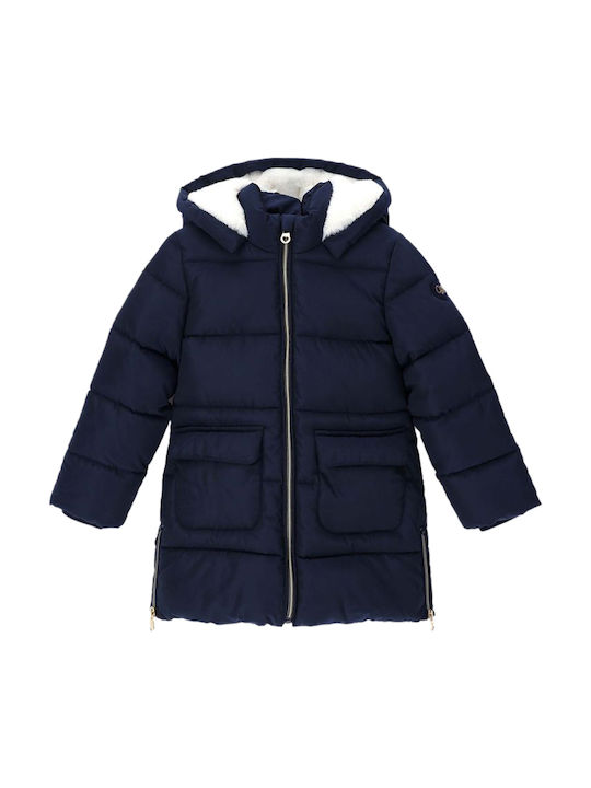 Kids' Quilted Jacket Long with Hood Blue
