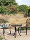 Dining Room Set for Small Outdoor Spaces 3 Pieces Bronze with Umbrella Holder
