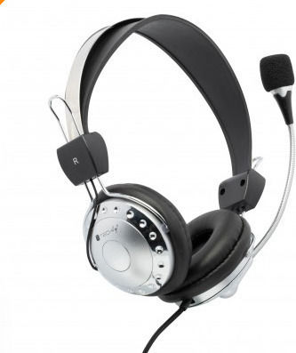 Techly Über Ohr Multimedia-Headsets mit Mikrofon und Verbindung 3,5 mm Klinke in Schwarz Farbe ICC-SH-517TY