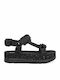 Oruga Up Δερμάτινα Γυναικεία Ανατομικά Σανδάλια Sporty Flatforms Μαύρα