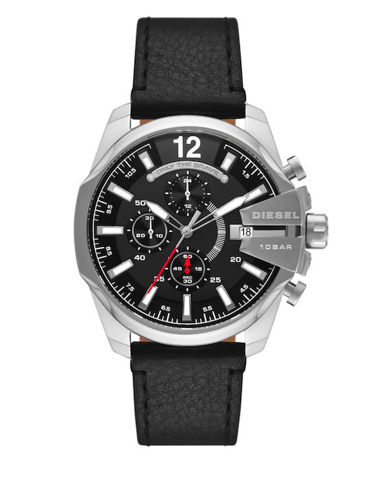 Diesel Baby Chief Men's Watch 43mm Chronograph Battery with Black Leather Strap
