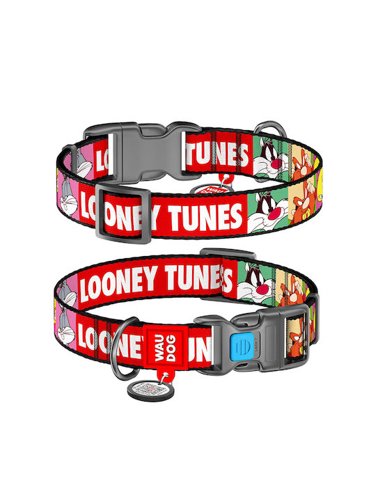 WauDog Looney Tunes Dog Collar In Red Colour με Smart ID 15mm x 23 - 35cm