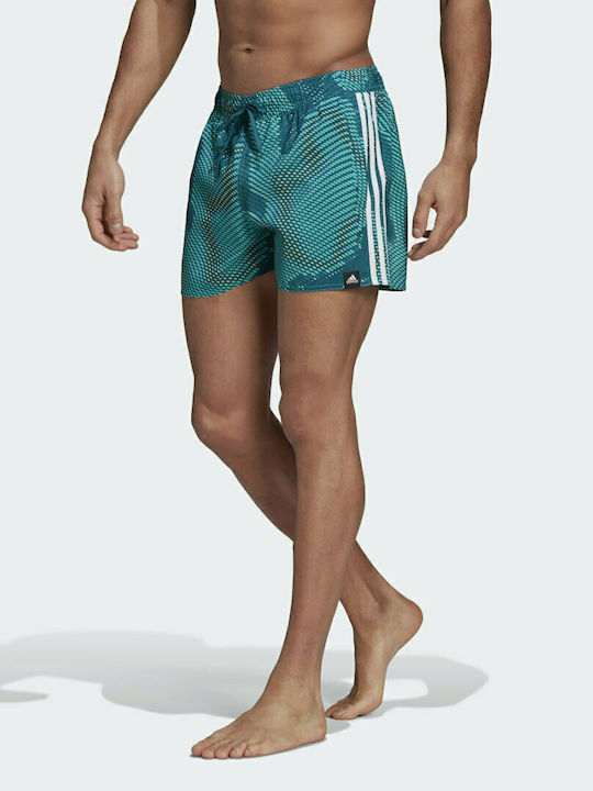 Adidas Melbourne Costum de baie pentru bărbați Pantaloni scurți Mint Rush / White Cu dungi