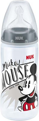 Nuk Sticlă de Plastic pentru Bebeluși First Choice Plus Temperature Control Mickey & Minnie Anti-Colici cu Tetină de Silicon pentru 6-18 luni Grey 300ml 1buc 10.741.034