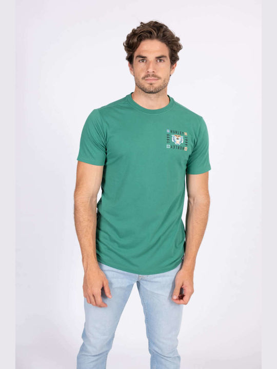 Hurley Bengal Ανδρικό T-shirt Πράσινο με Στάμπα