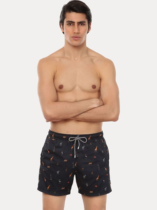 Zoo Men's Swimwear Shorts Black with Patterns