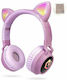 PowerLocus Buddy Cat Ear Wireless / Wired On Ear Headphones with 15 hours of Operation Pink