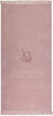 Greenwich Polo Club Πετσέτα Θαλάσσης Παρεό με Κρόσσια Ροζ 190x90εκ.