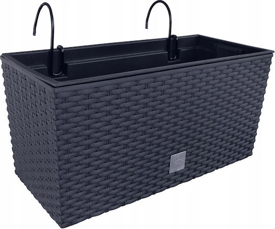 Marhome Rato Case Planter Box Plastic Charcoal 39.5x18.5x19.5cm.