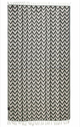 Greenwich Polo Club Beach Towel Pareo Black/Ivory with Fringes 180x80cm.