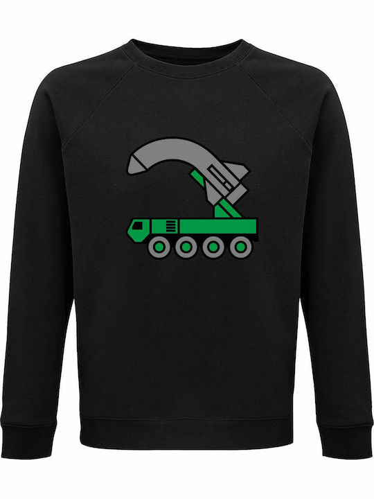 Sweatshirt Unisex, Organic " Fuck Your War, Army Tank ", Black